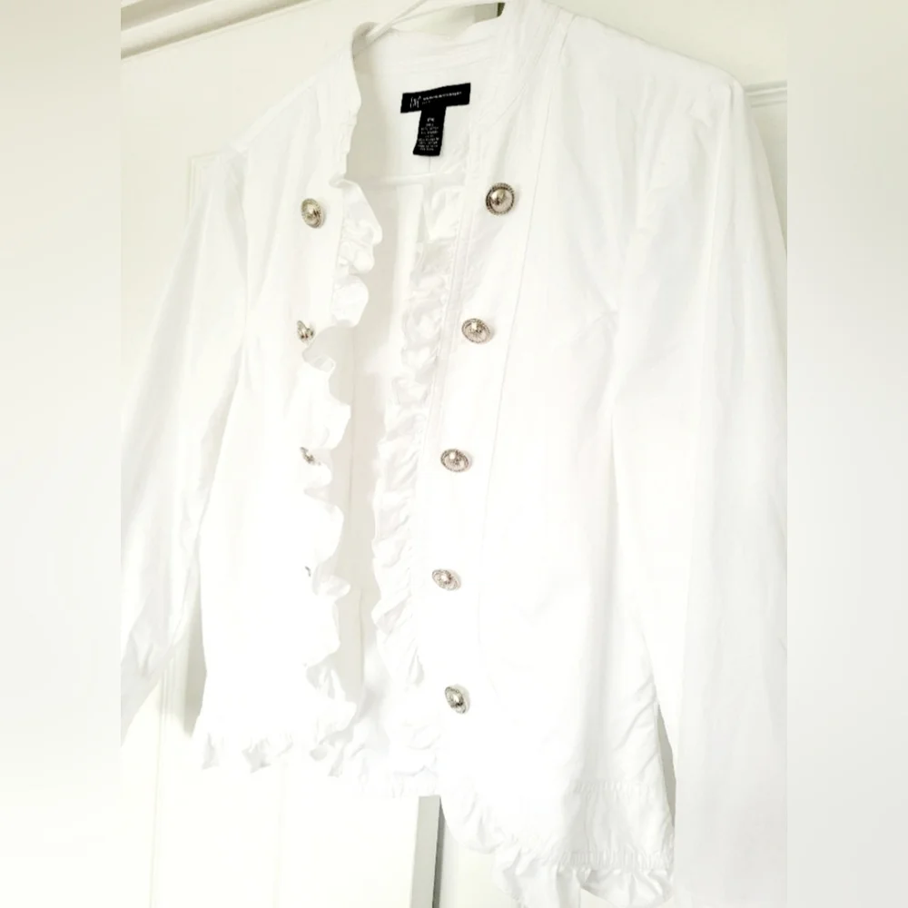 INC International Concepts Women Jacket Open Front Stretch Cotton White Medium P - Picture 3 of 16